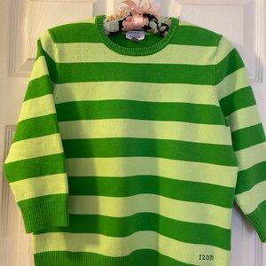 IZOD Green Striped Knit Top